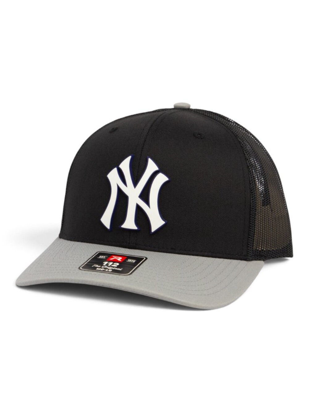 New York Yankees NY White 3D Snapback Trucker Hat- Black/ Black/ Light Grey